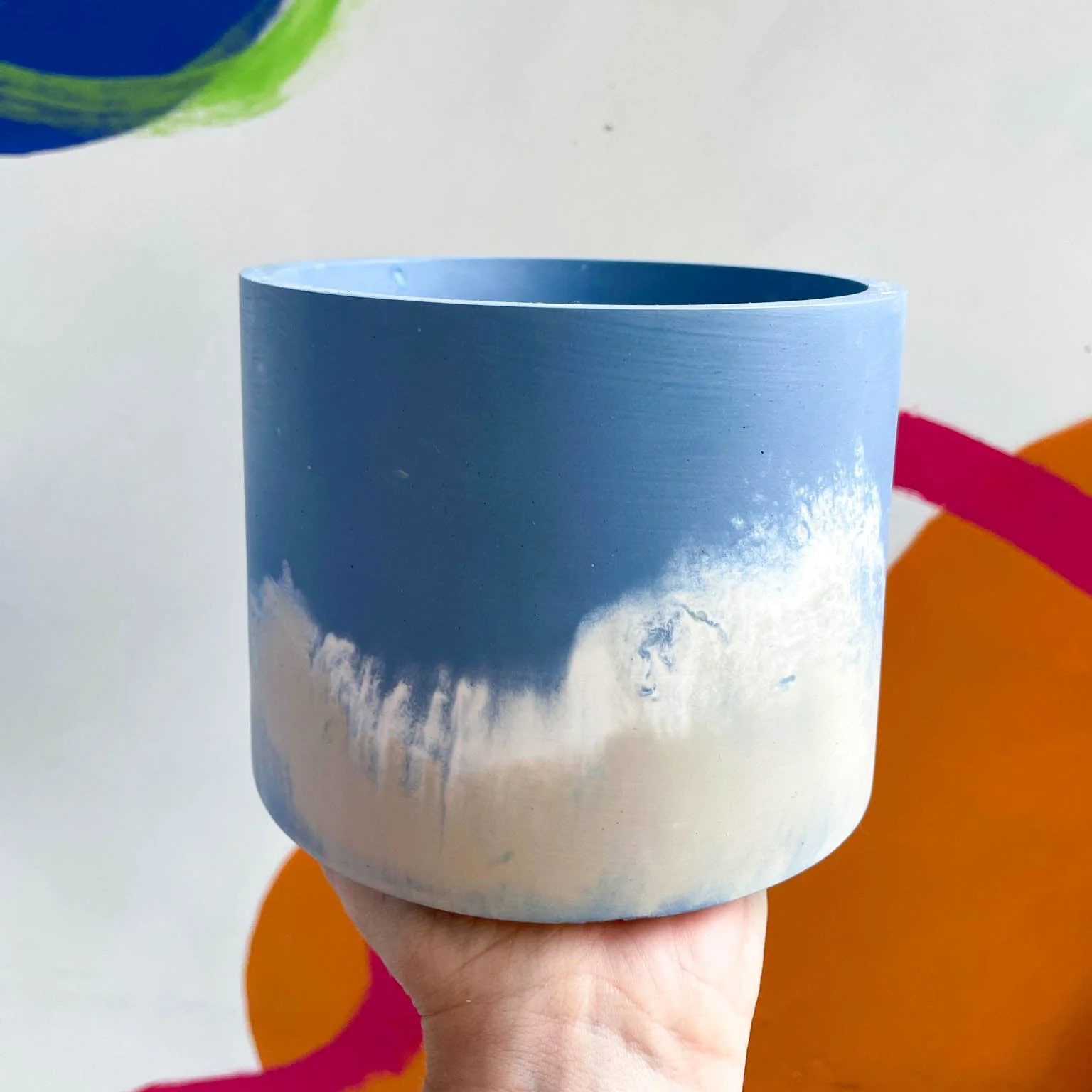Cornflower Blue and Putty Jesmonite Pot