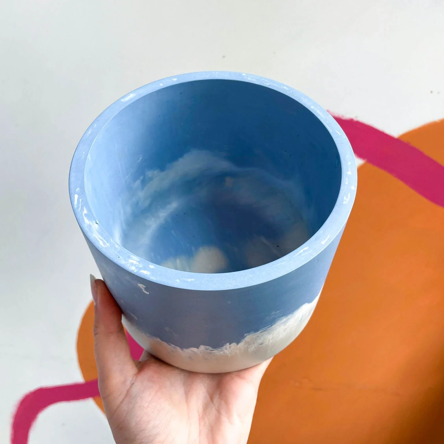 Cornflower Blue and Putty Jesmonite Pot - Image 2