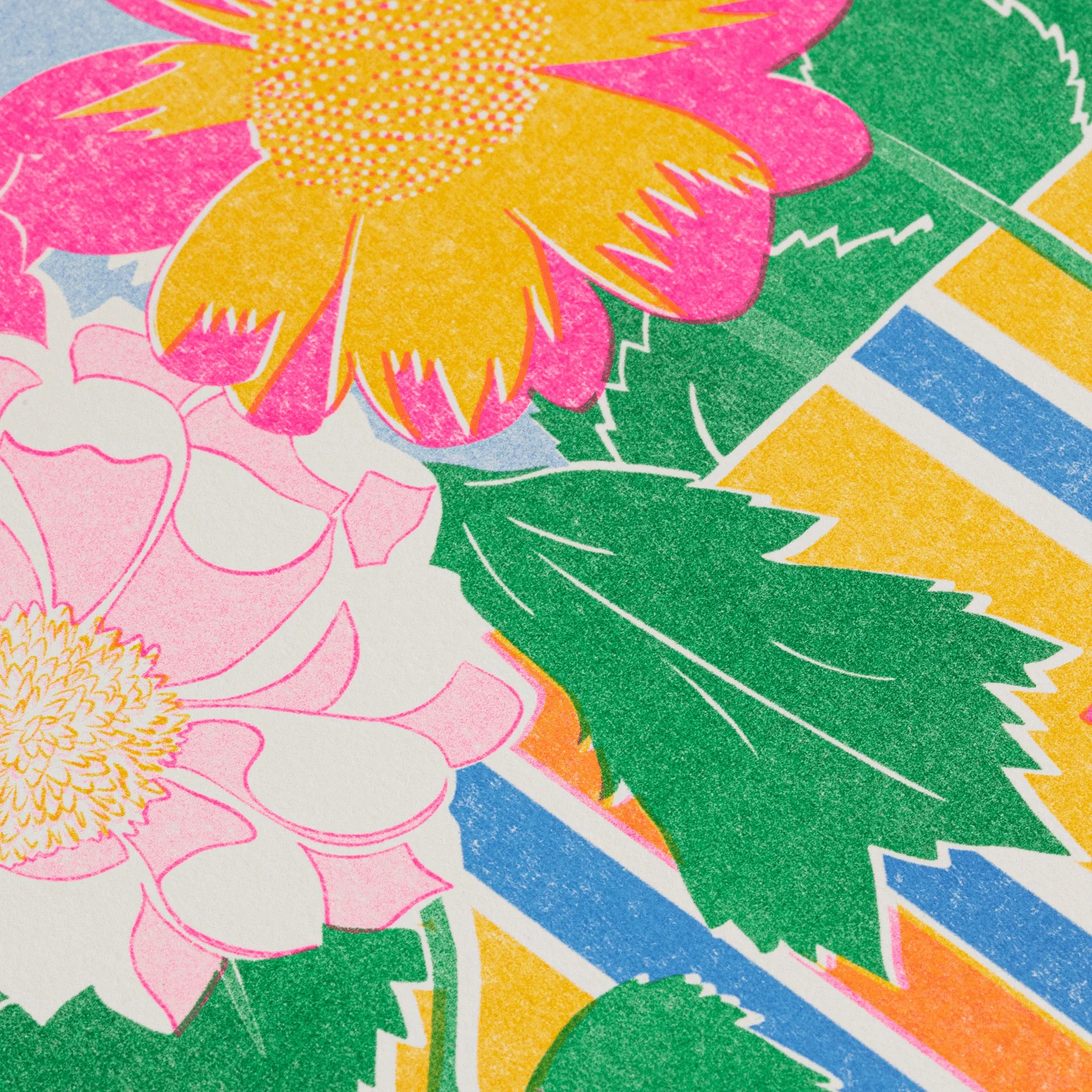 Dahlias in a Tin Risograph Print - Image 2