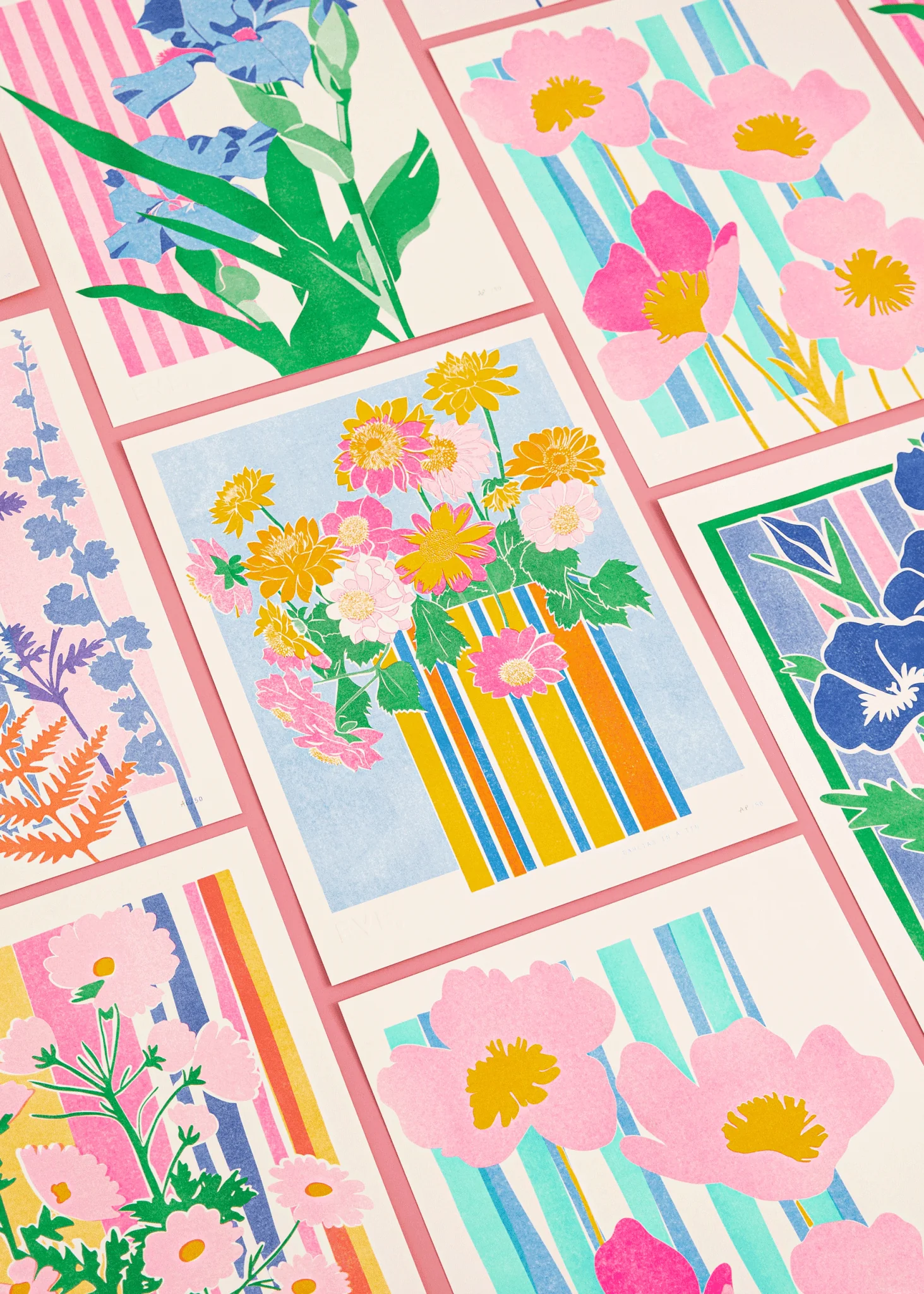 Dahlias in a Tin Risograph Print - Image 4