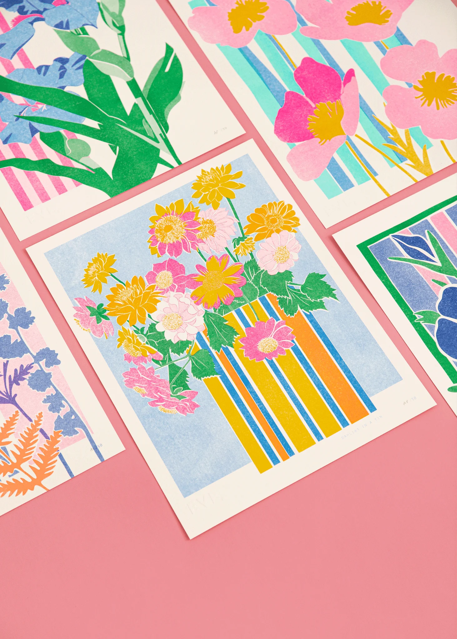 Dahlias in a Tin Risograph Print - Image 5