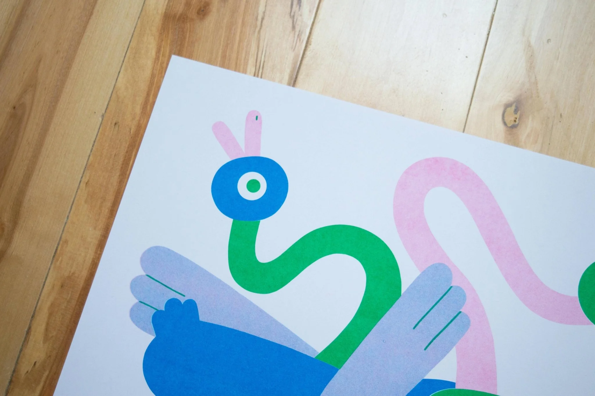 Dancing Ducks A3 Risograph Print - Image 2