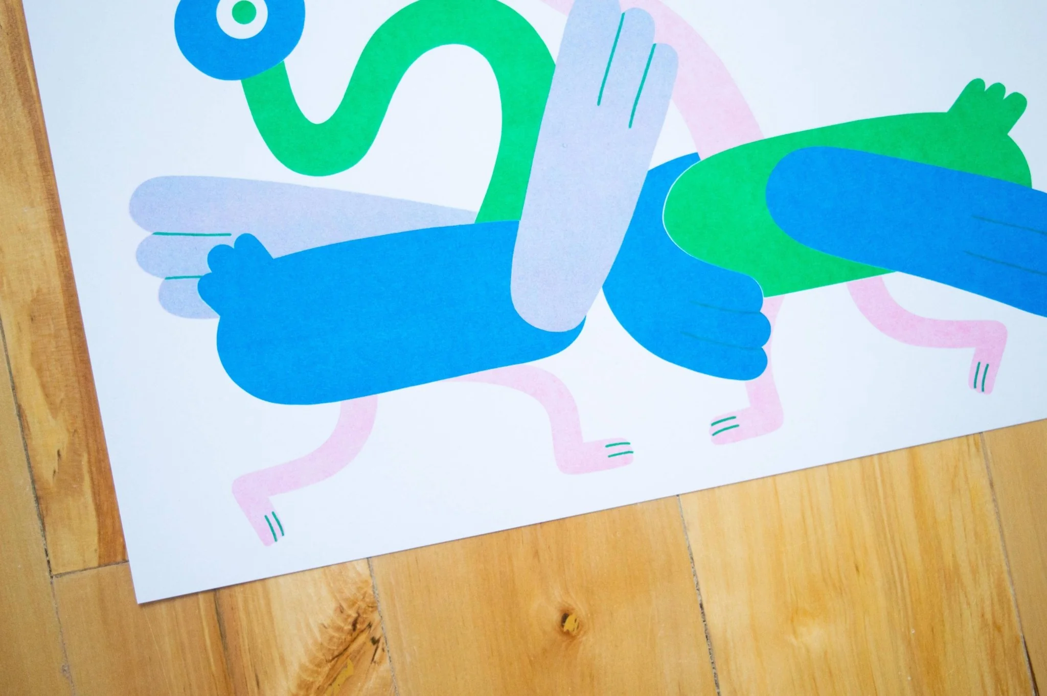 Dancing Ducks A3 Risograph Print - Image 4