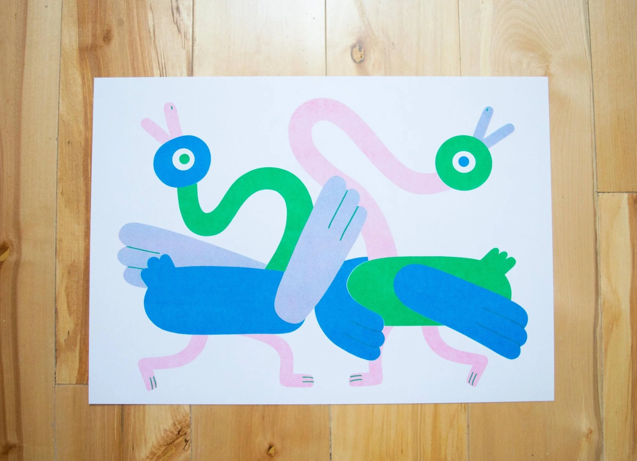 Dancing Ducks A3 Risograph Print - Image 5
