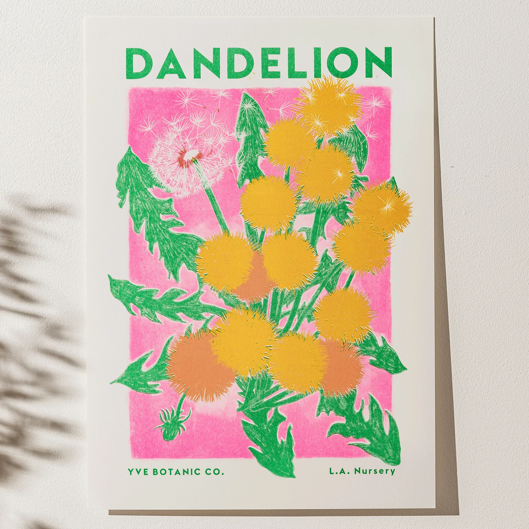 Dandelion Flower Risograph Print
