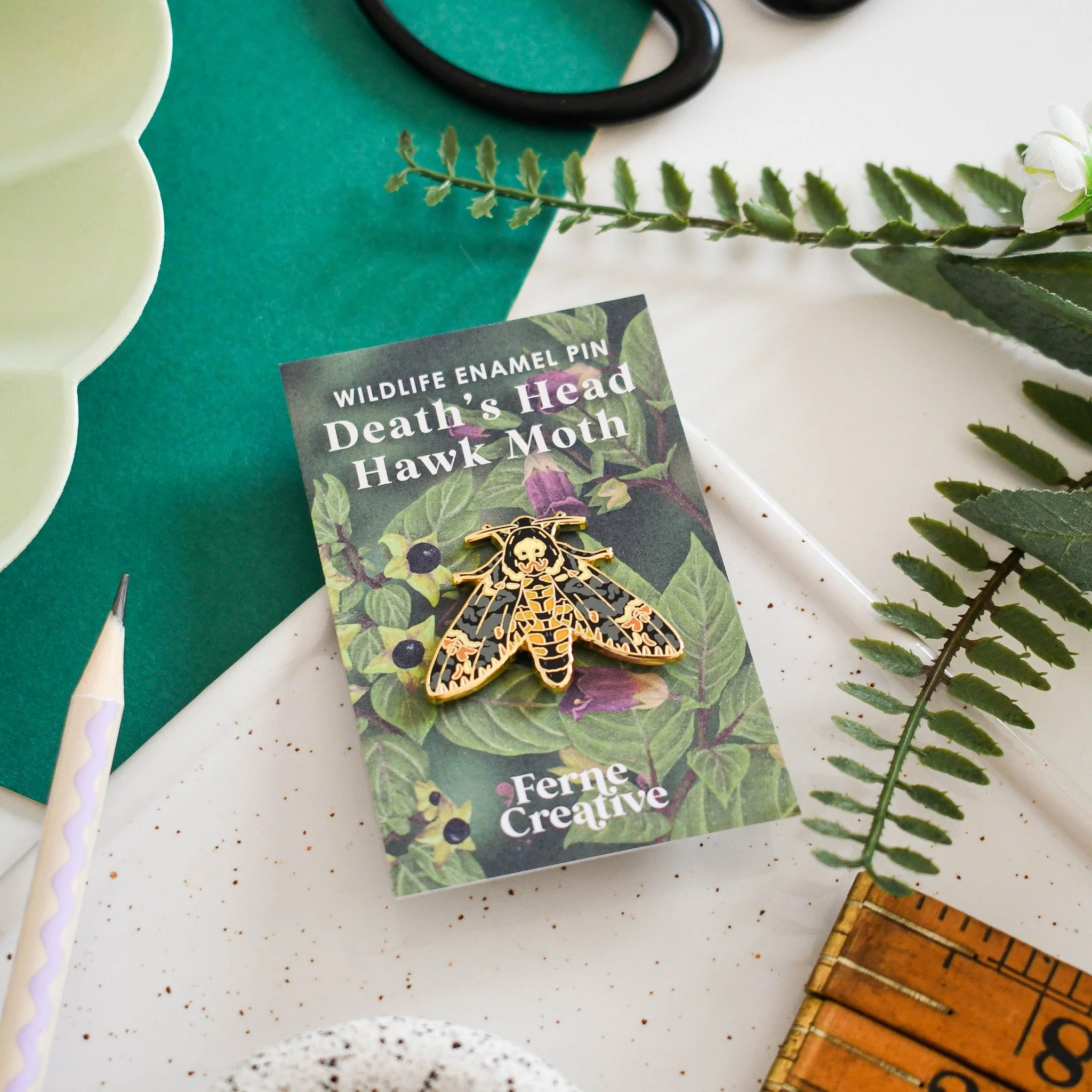Death’s-head Hawkmoth Enamel Pin – Designed by Ferne Creative - Image 2