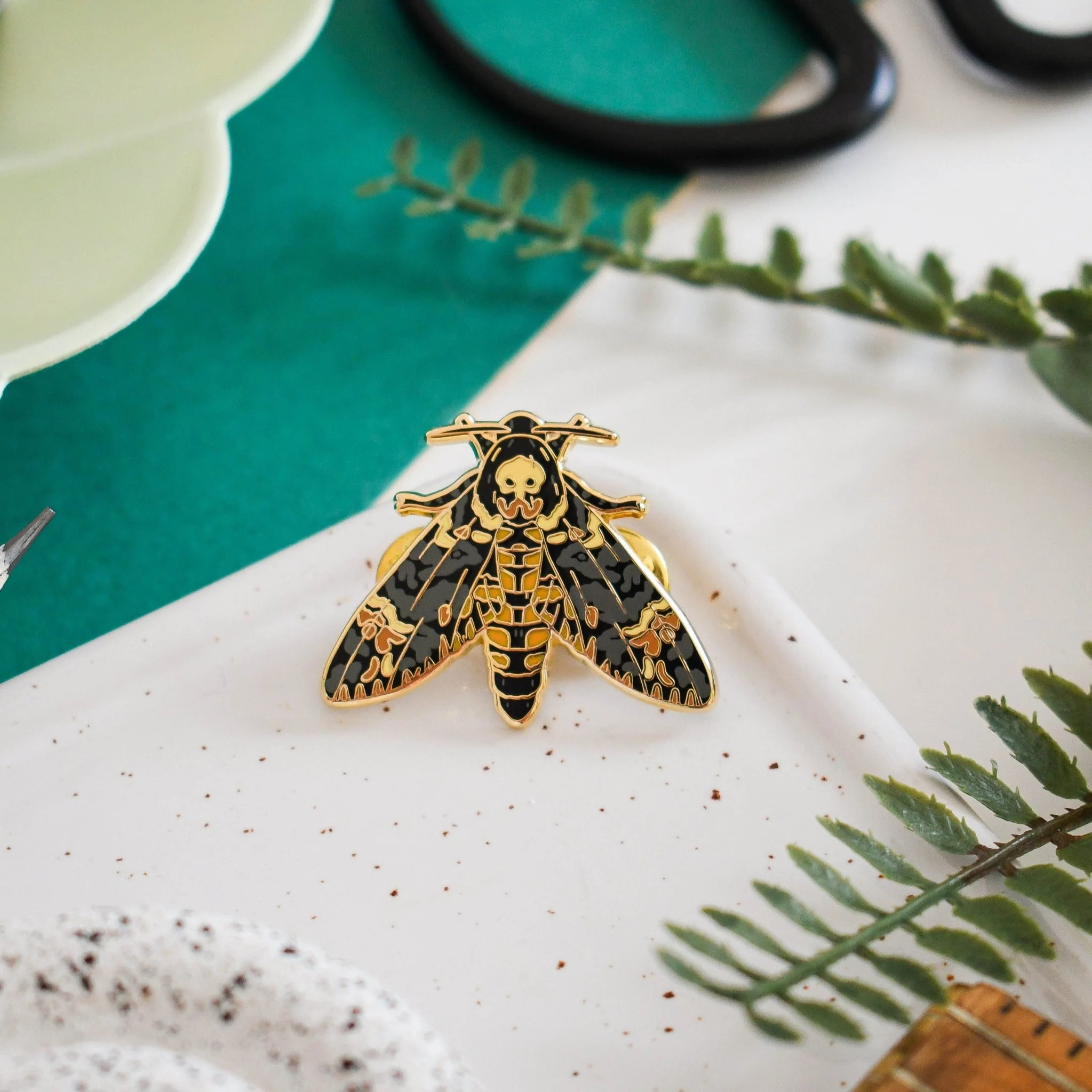 Death’s-head Hawkmoth Enamel Pin – Designed by Ferne Creative - Image 3