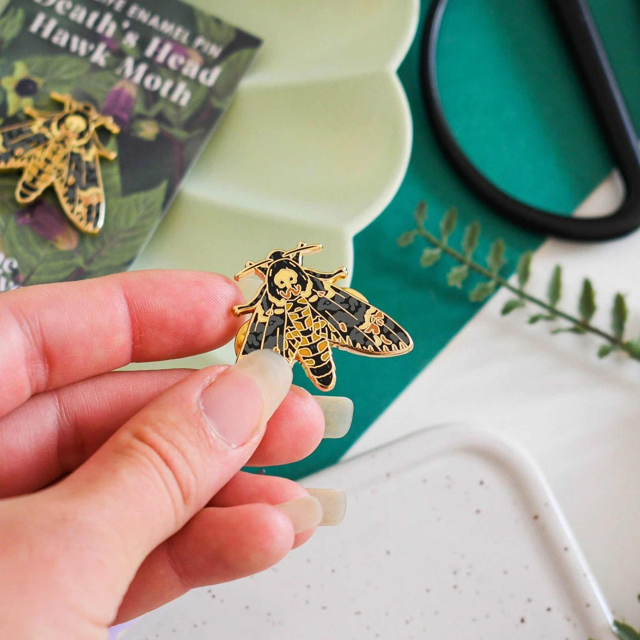 Death’s-head Hawkmoth Enamel Pin – Designed by Ferne Creative - Image 4