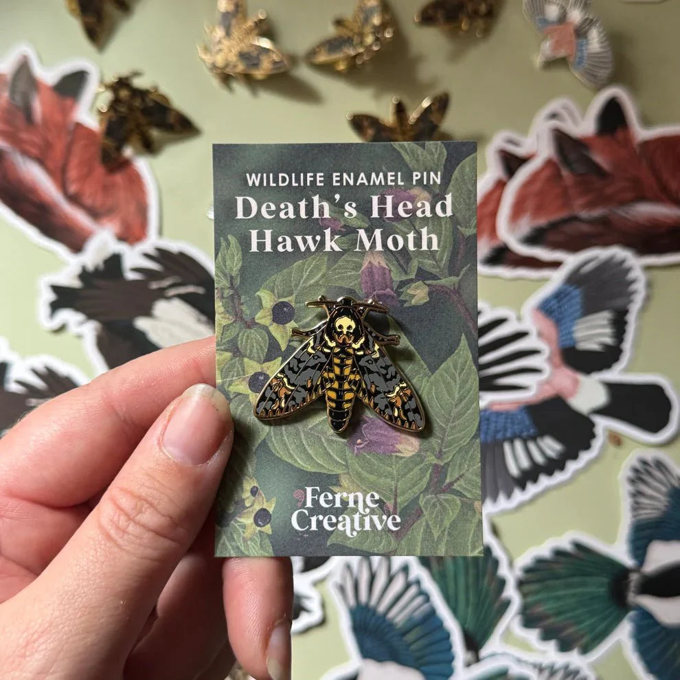 Death’s-head Hawkmoth Enamel Pin – Designed by Ferne Creative - Image 5