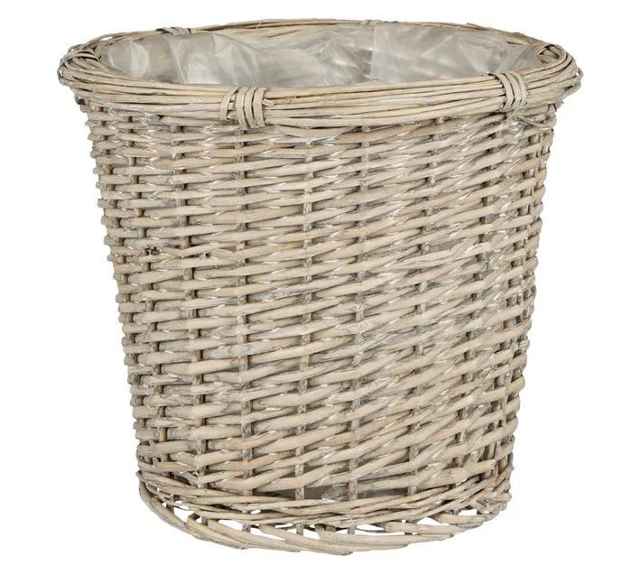 Delta Grey Woven Wicker Basket Planter Hire