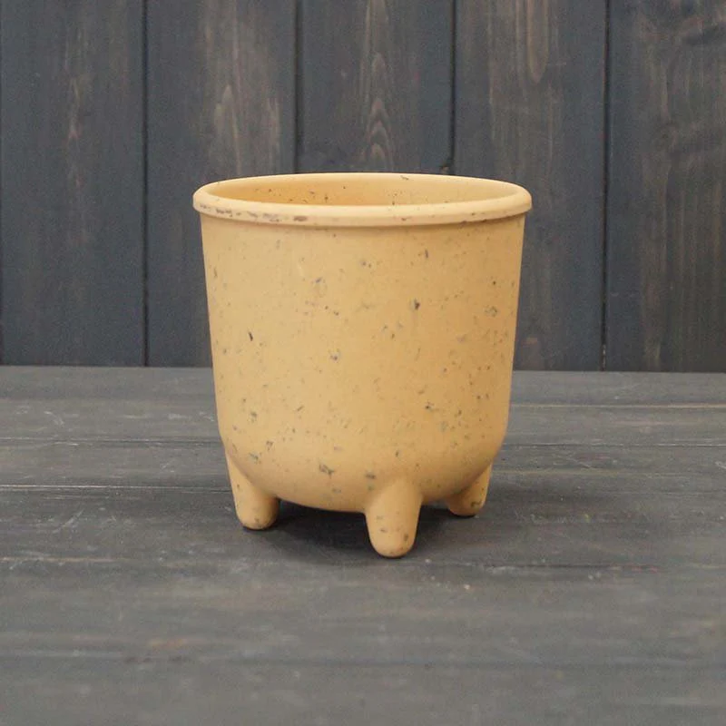 Earthy Yellow Coffee Husk Pot with Feet - Image 2