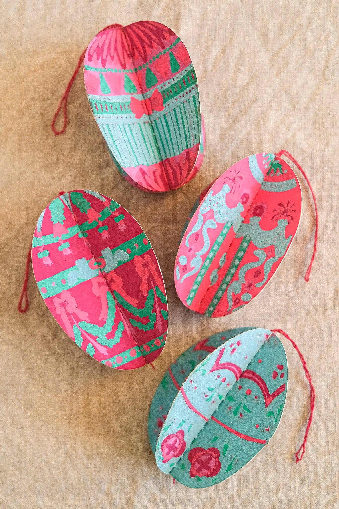 Easter Egg Paper Ornaments – Set of Five - Image 2