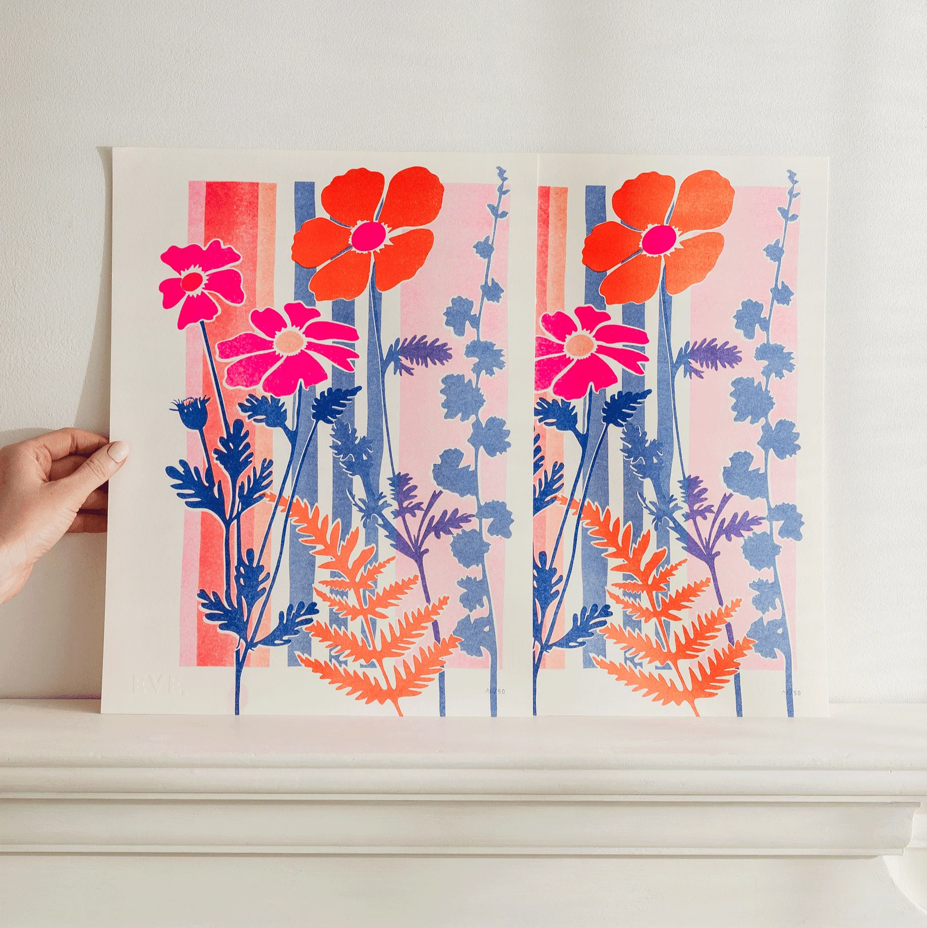 Electric Flower Stripe Risograph Print - Image 2