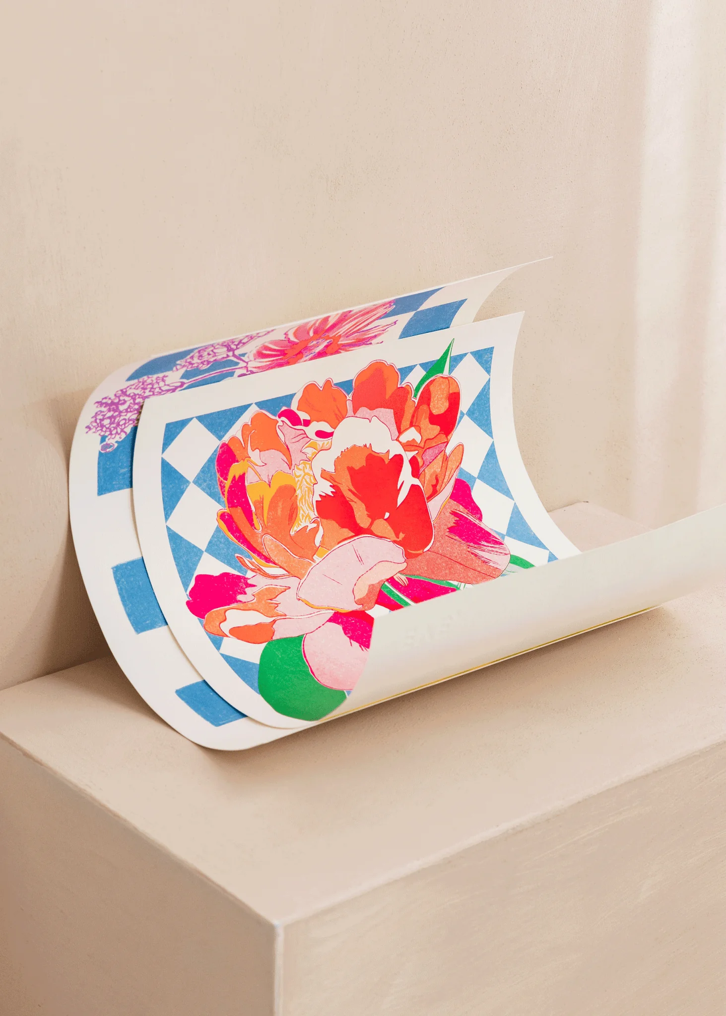 Electric Peony Risograph Print - Image 4