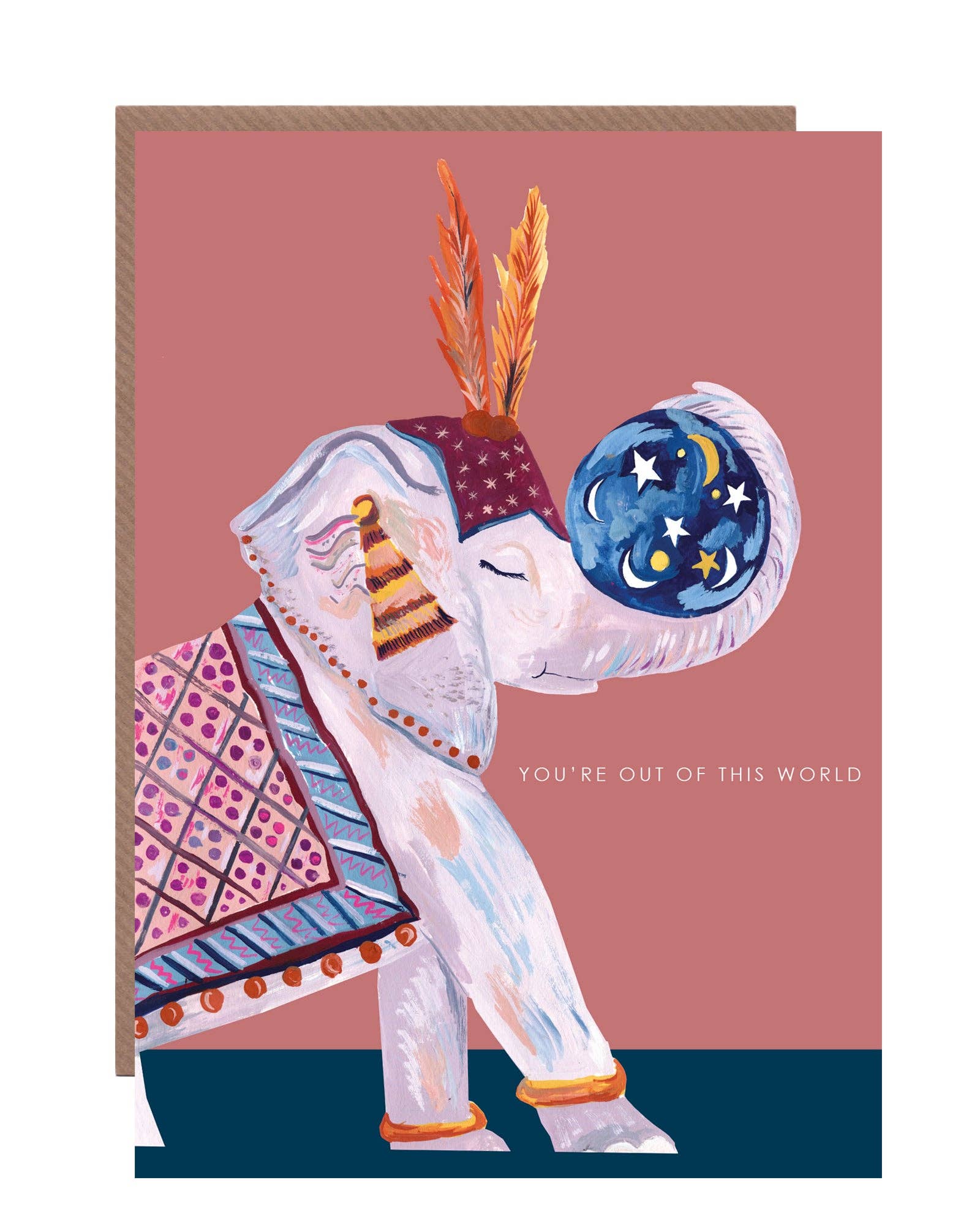 'Elephant with Globe' Greetings Card