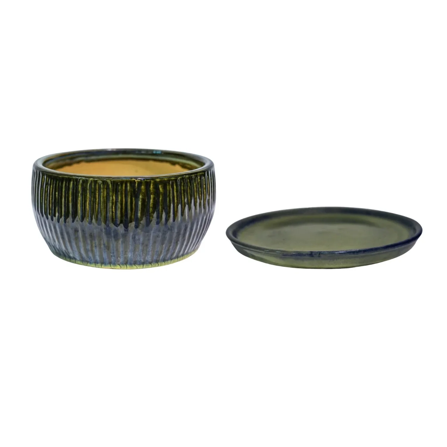 Emerald Round Reactive Glaze Bonsai Planter - Image 2