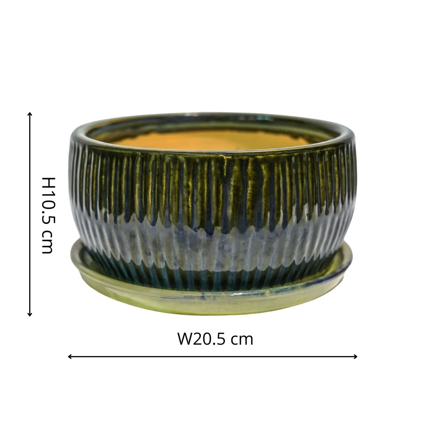 Emerald Round Reactive Glaze Bonsai Planter - Image 3
