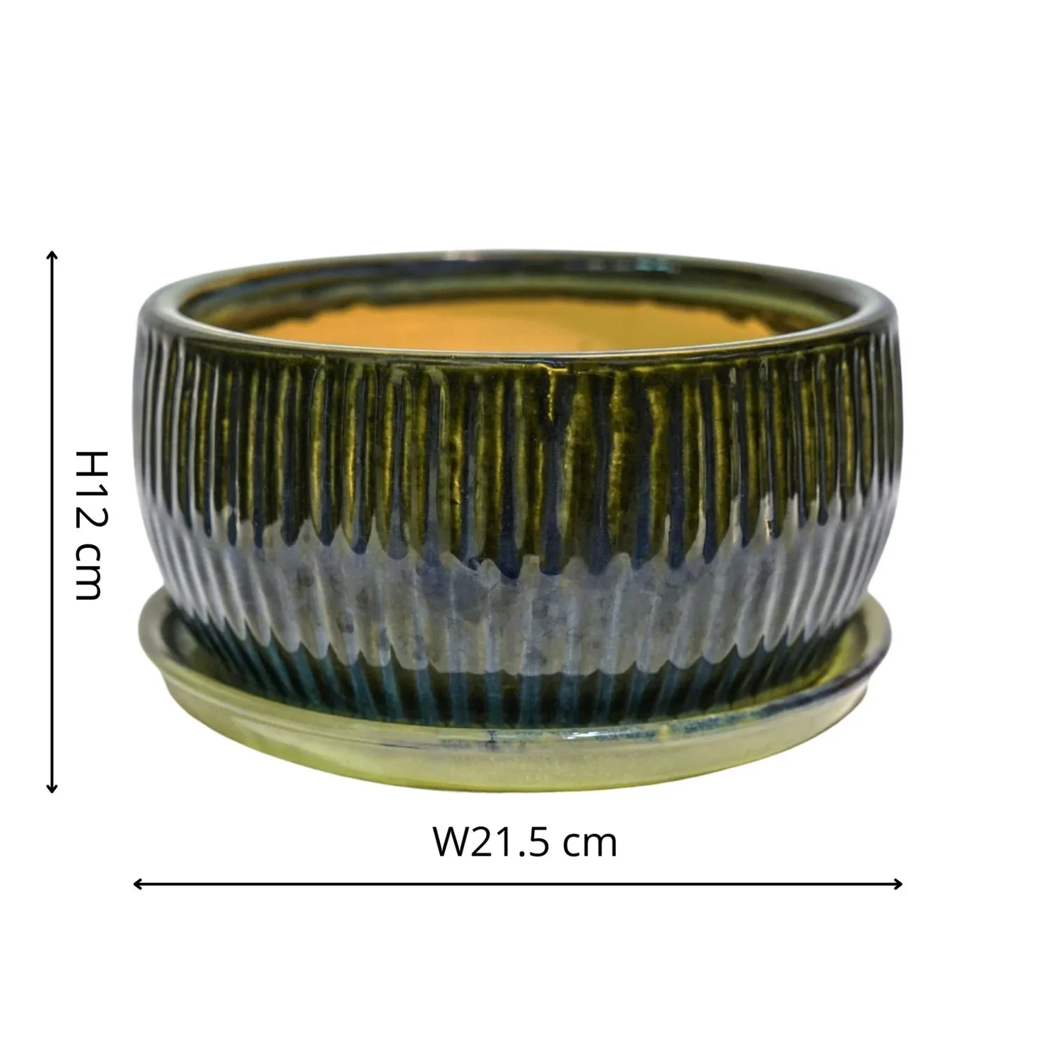 Emerald Round Reactive Glaze Bonsai Planter - Image 4