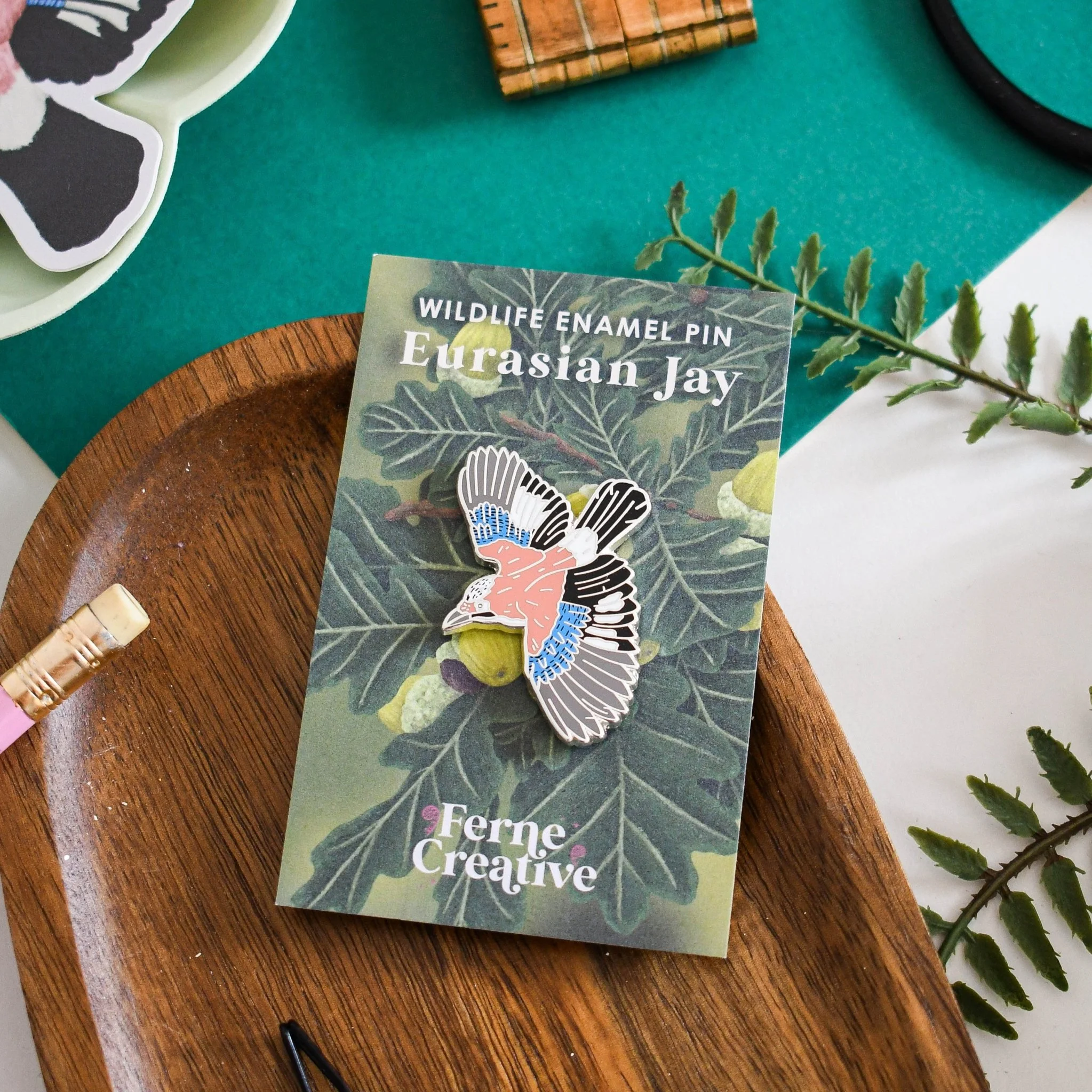 Eurasian Jay Enamel Pin – Designed by Ferne Creative