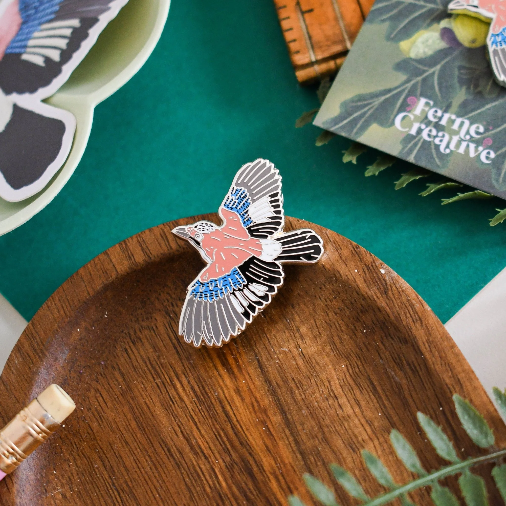 Eurasian Jay Enamel Pin – Designed by Ferne Creative - Image 2