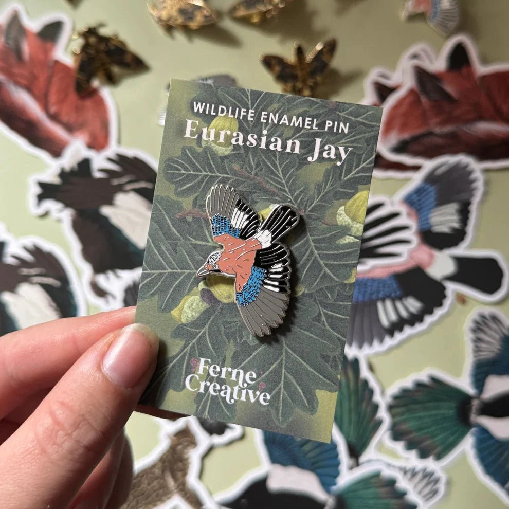 Eurasian Jay Enamel Pin – Designed by Ferne Creative - Image 3