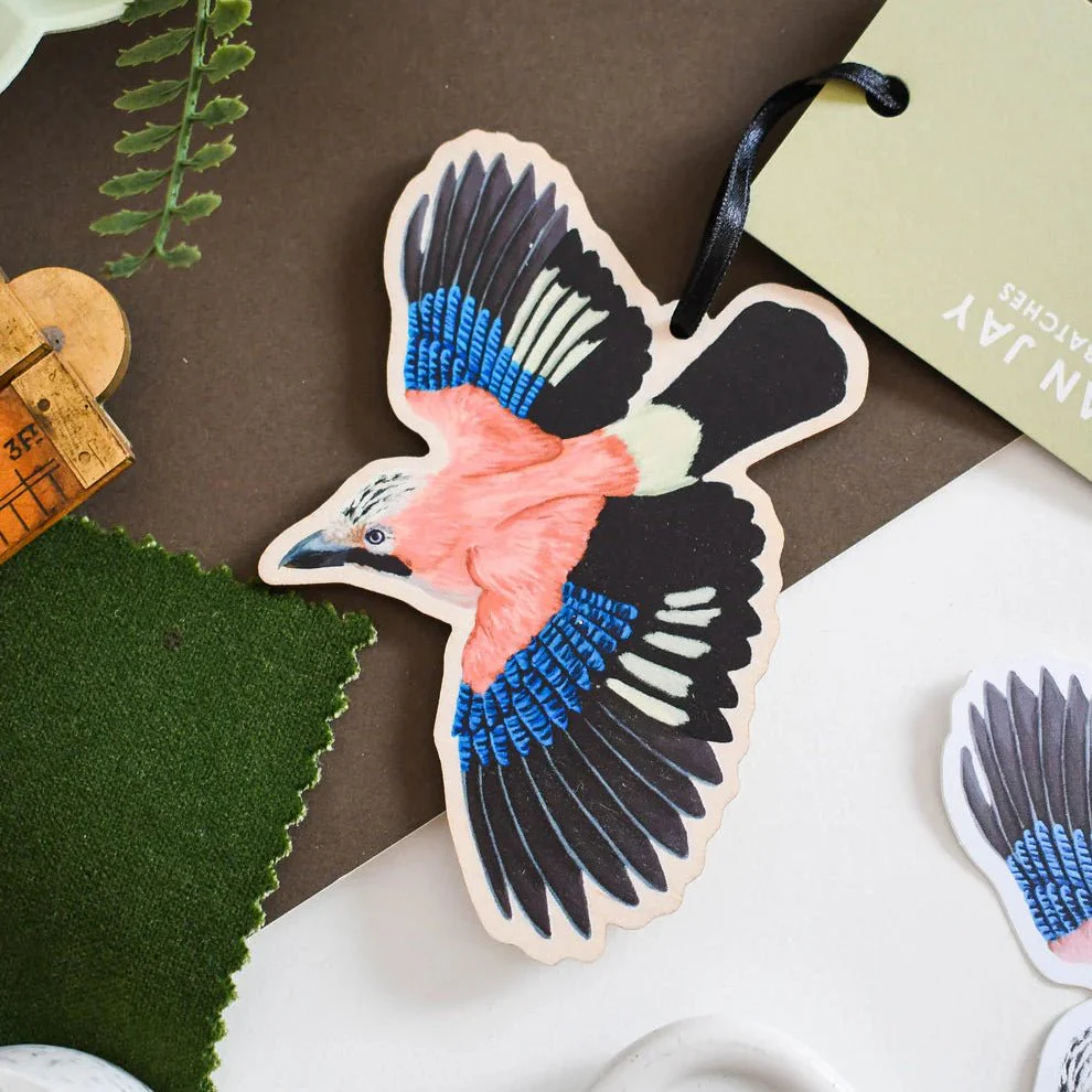 Eurasian Jay Wooden Hanging Decoration – Sustainably Sourced Birch Plywood