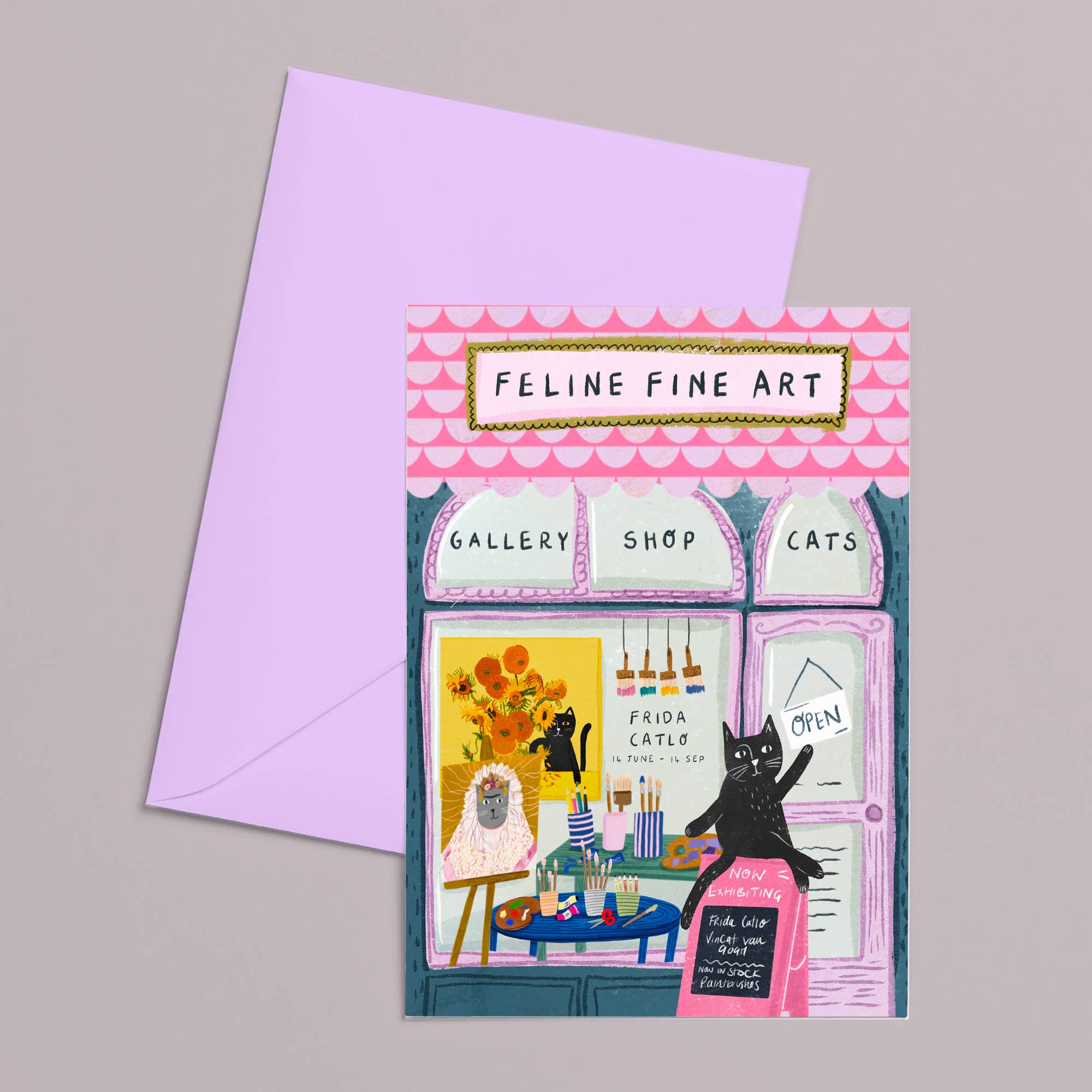 Feline Fine Art Shop Cat Greetings Card - Image 2