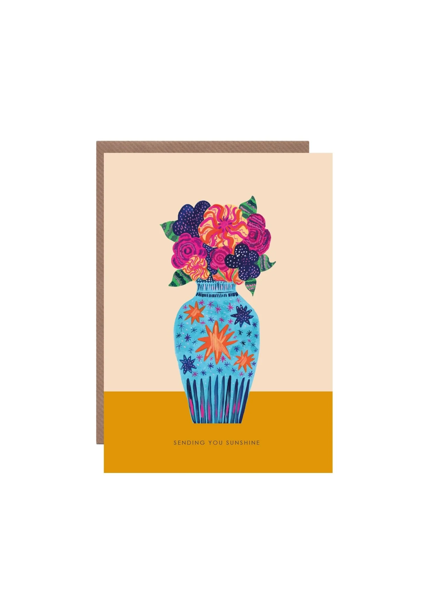 'Flower Sunshine Vase' Greetings Card