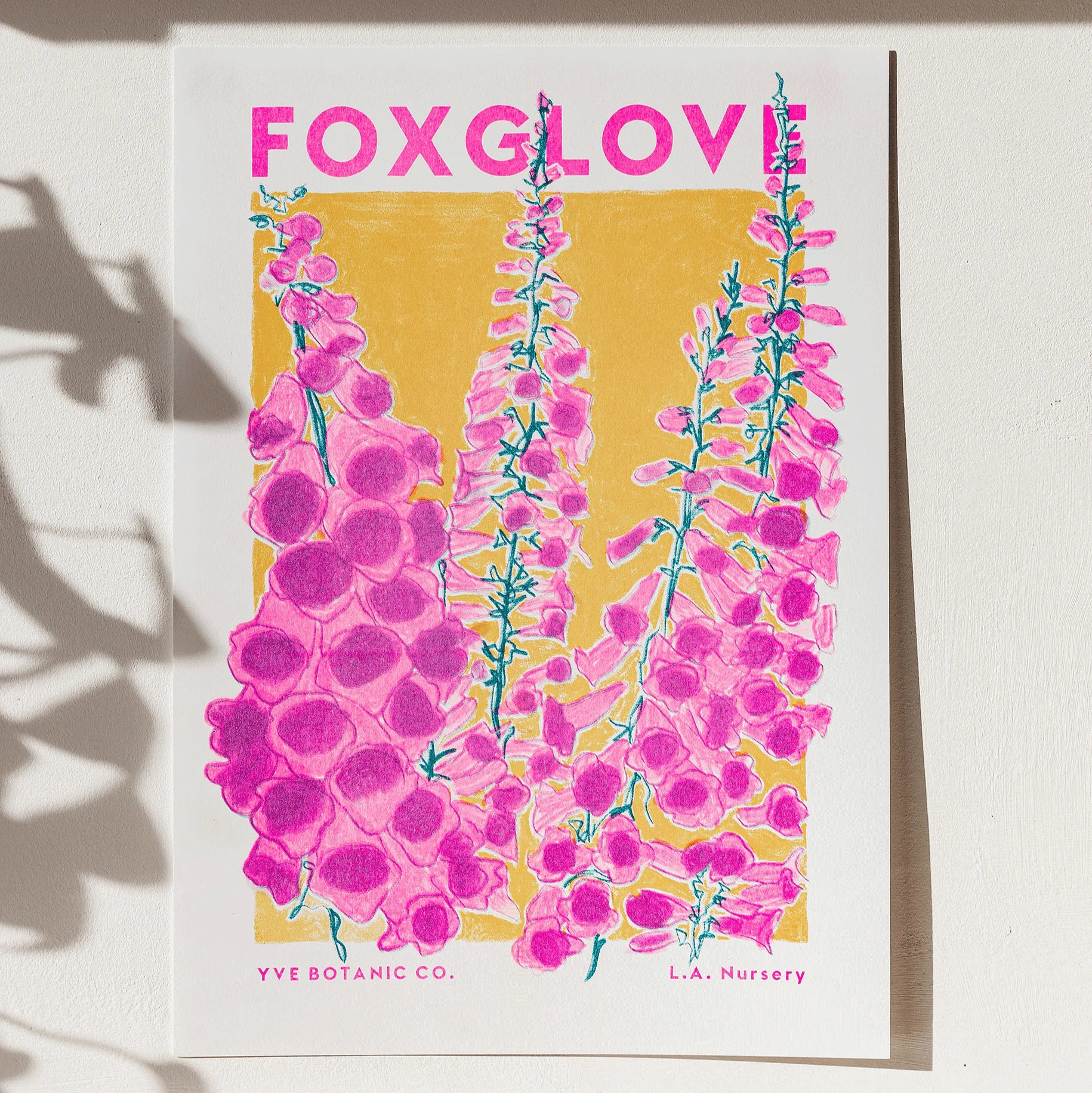 Foxglove Flower Risograph Print