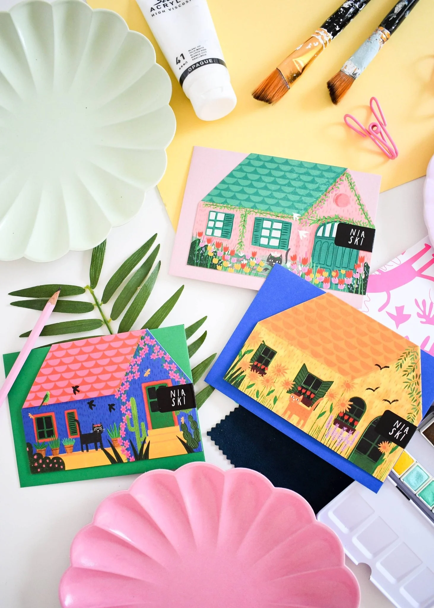 Frida Catlo's Blue House cut out house Greetings Card - Image 3