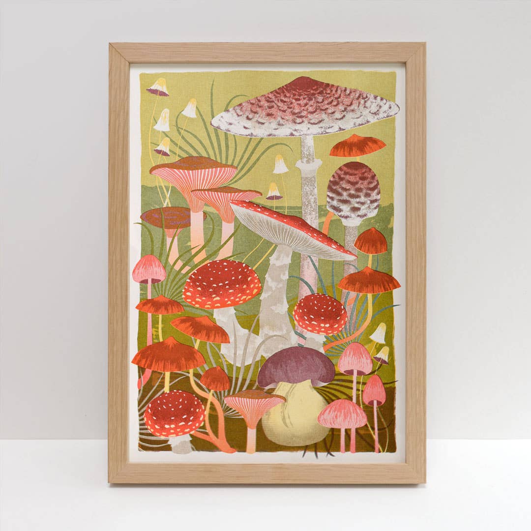 Fungi | A3 Risograph Print, wall art | Mushroom, Autumn