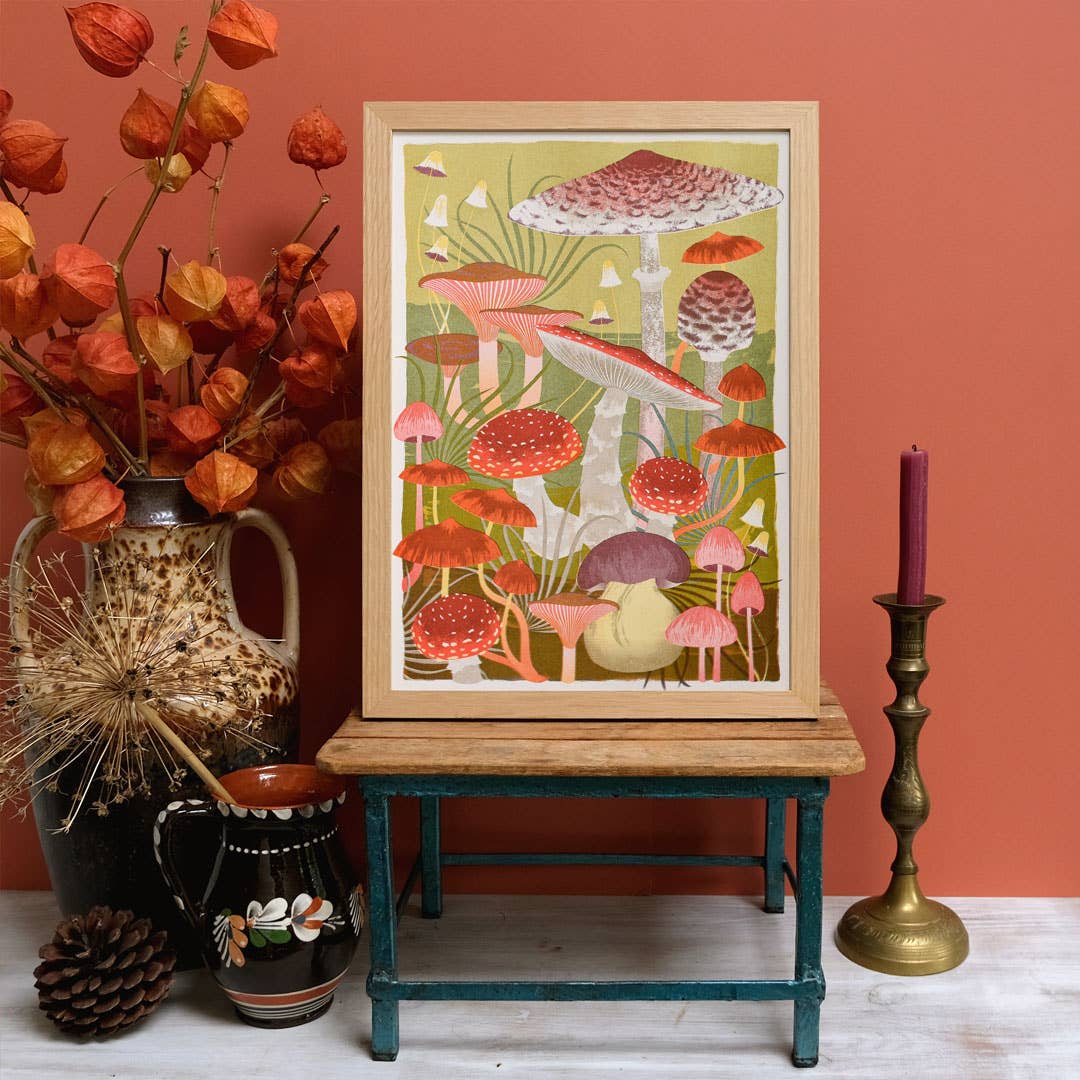 Fungi | A3 Risograph Print, wall art | Mushroom, Autumn - Image 3
