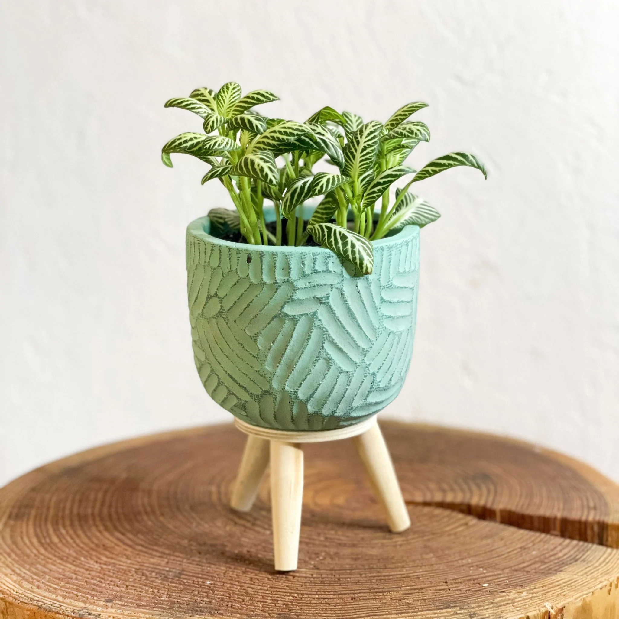 Handmade Turquoise Gaby Pot on Stand - Image 4