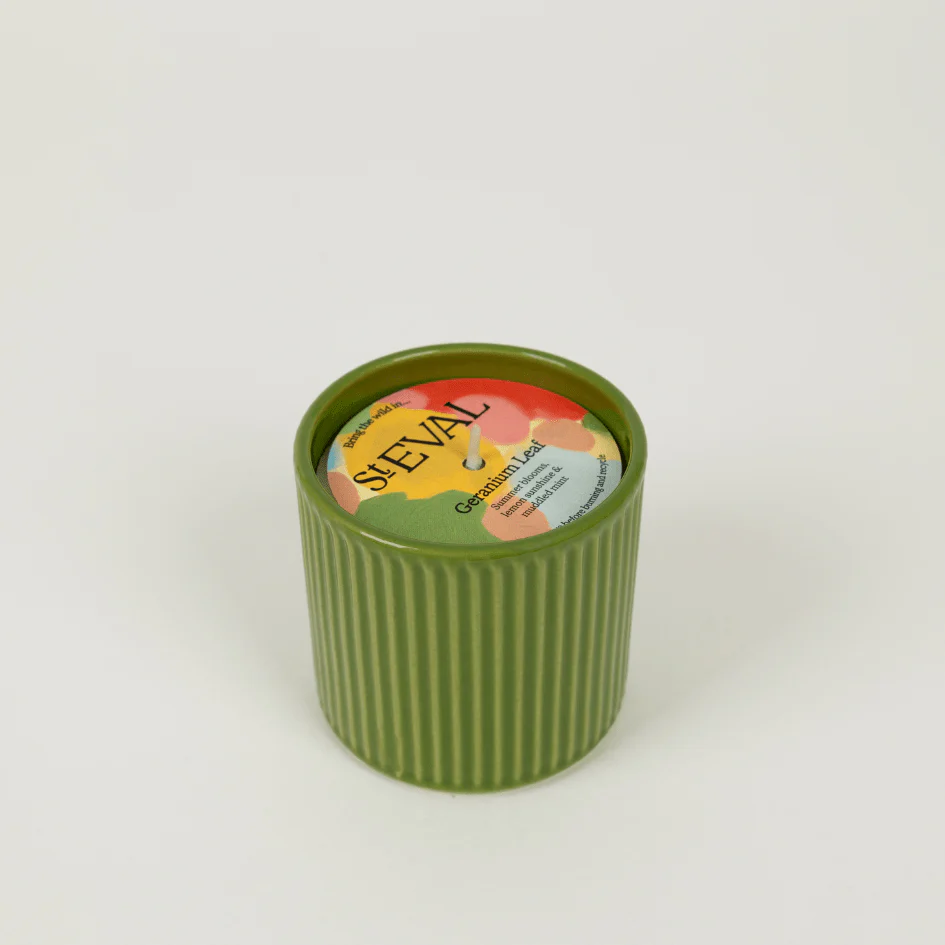 Geranium Leaf Candle in Ceramic Artist Pot