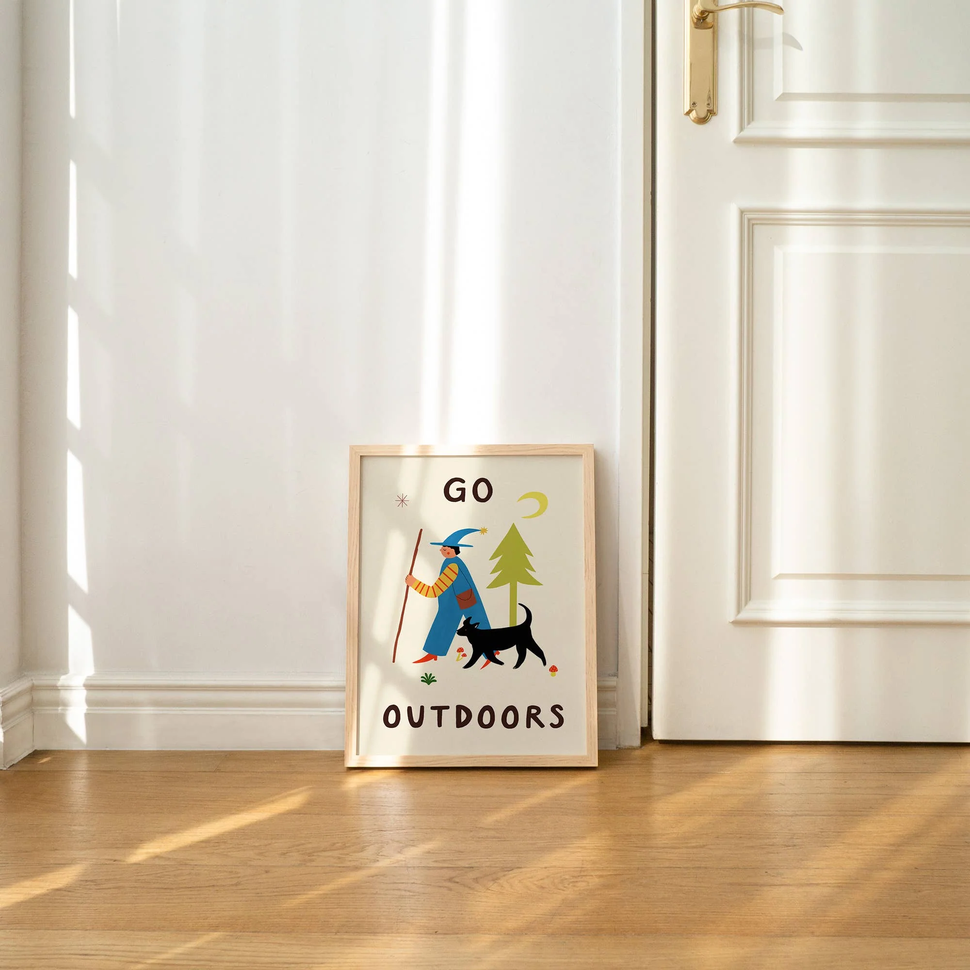 Go Outdoors Art Print | Nature | Folky | Mushrooms | Dog - Image 3