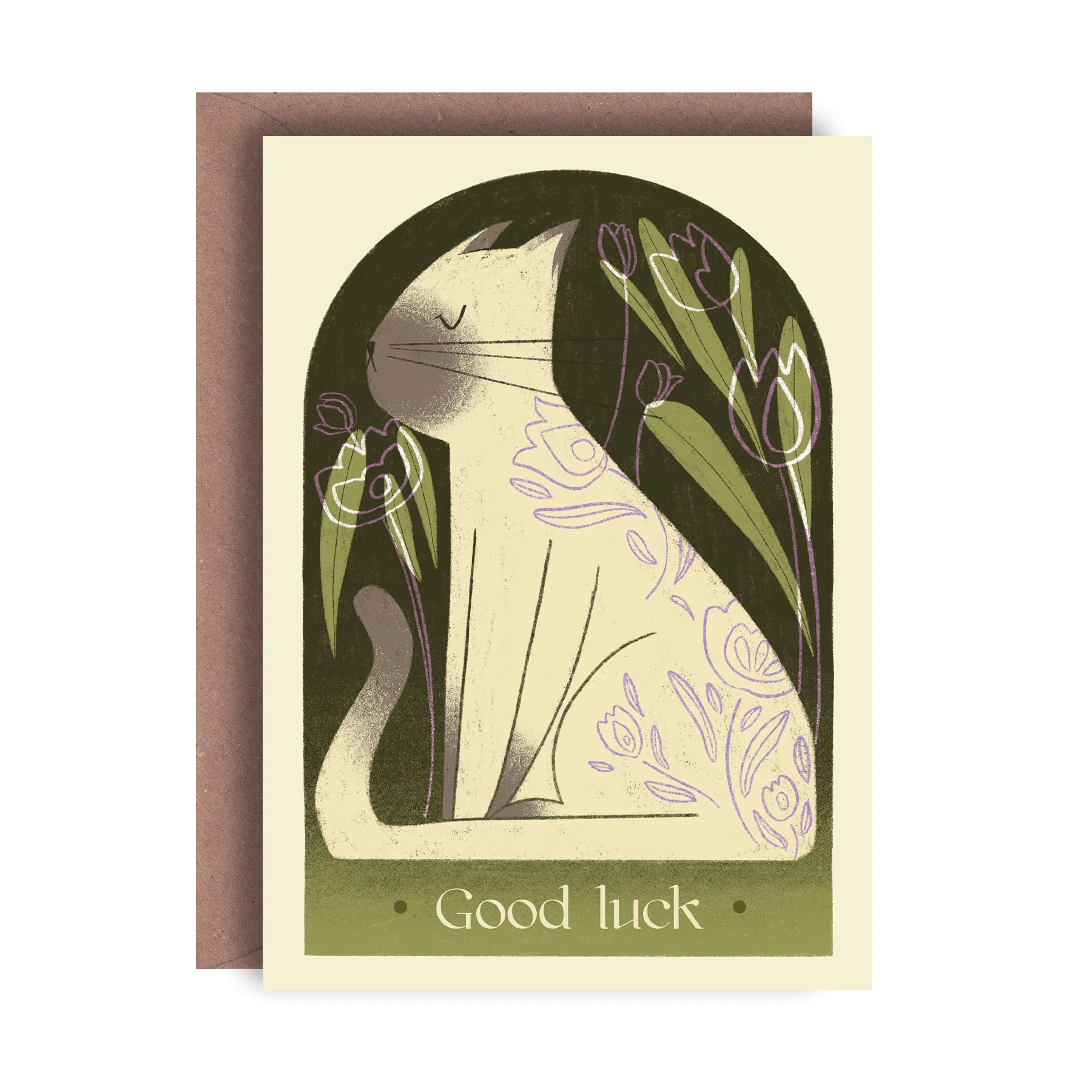Good Luck Cat Greetings Card