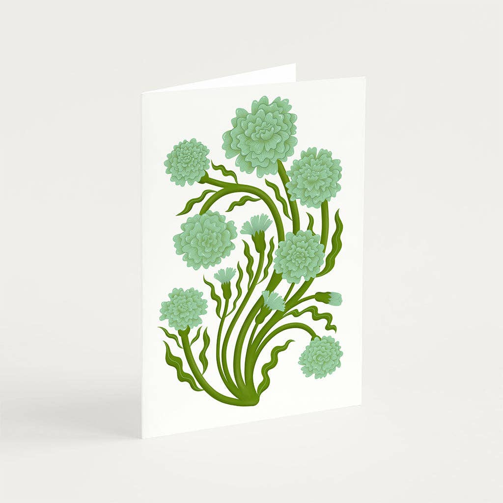 Green Carnation Botanical Greetings Card - Image 2