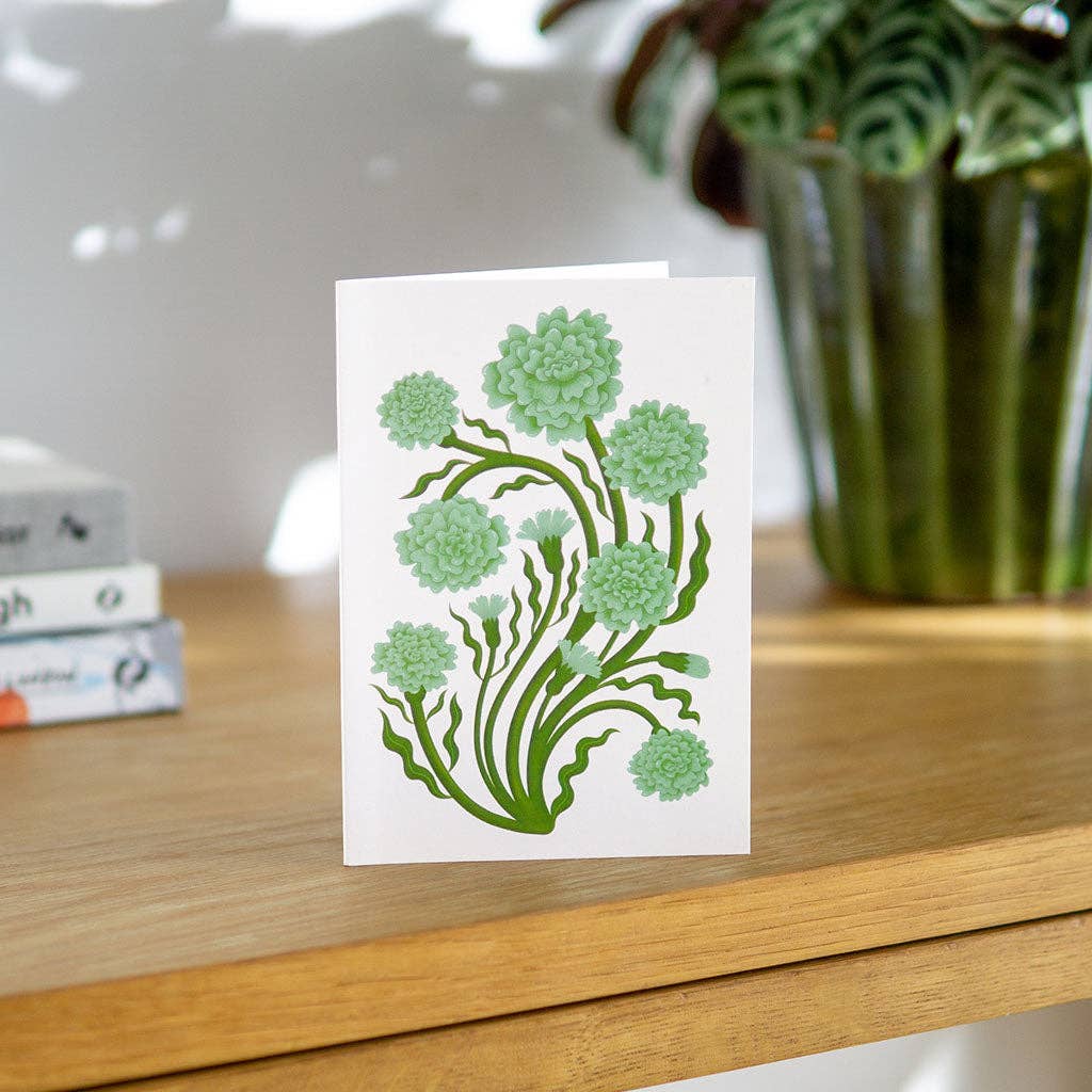 Green Carnation Botanical Greetings Card - Image 3