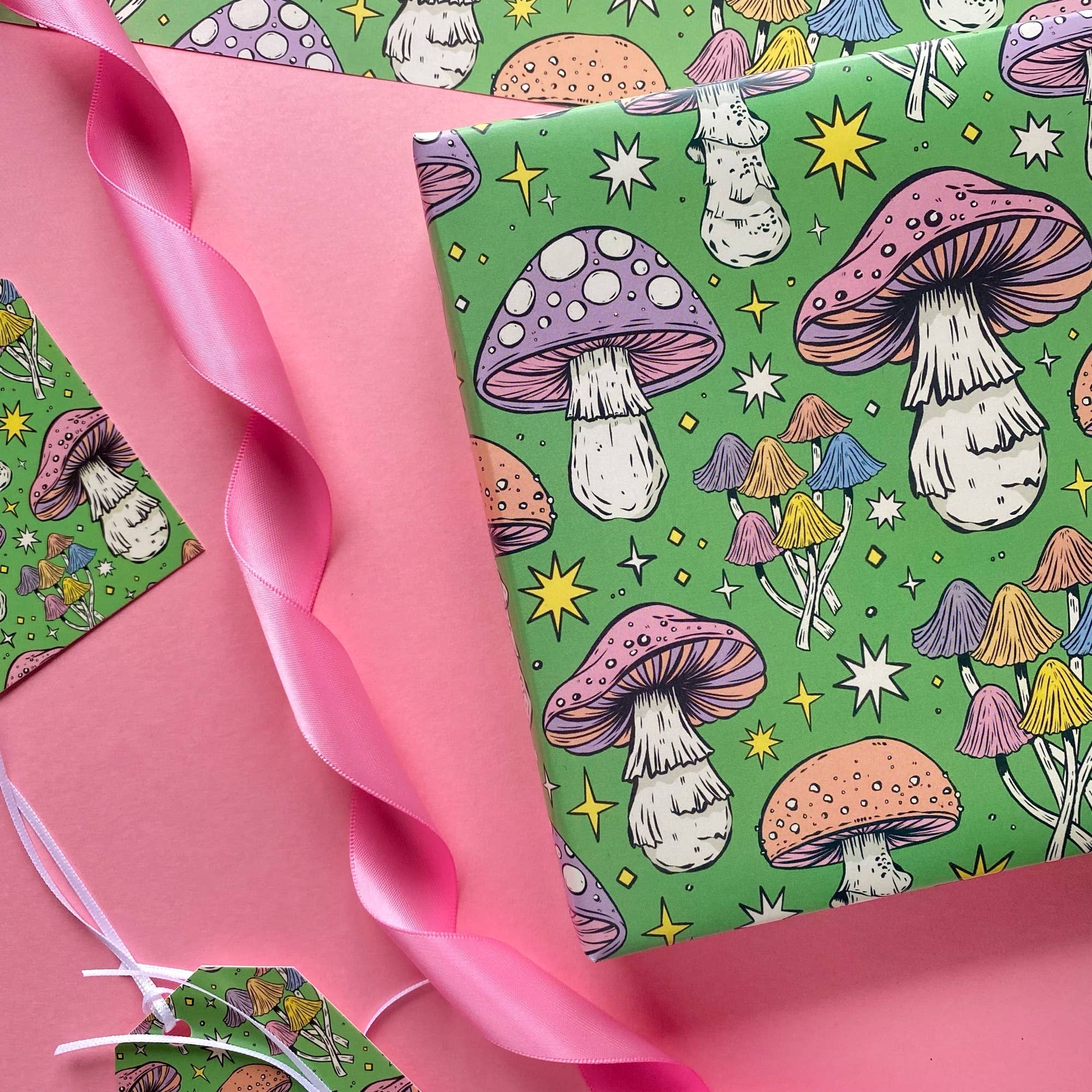 Green Pastel Mushroom Gift Wrap