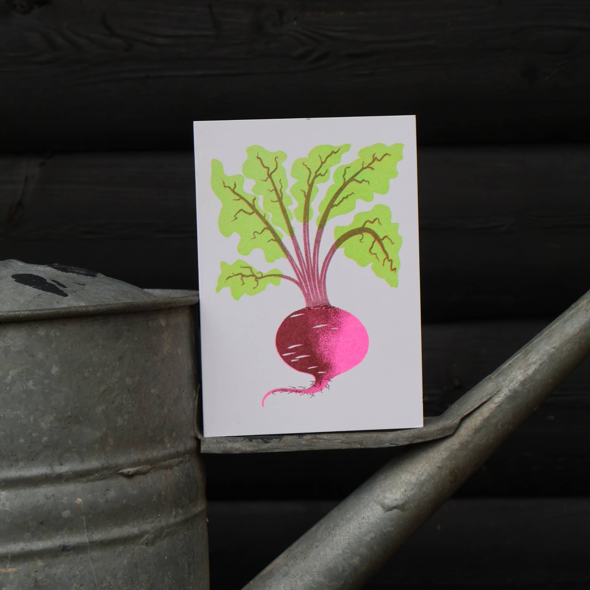 Beetroot Risograph Greetings Card - Image 2