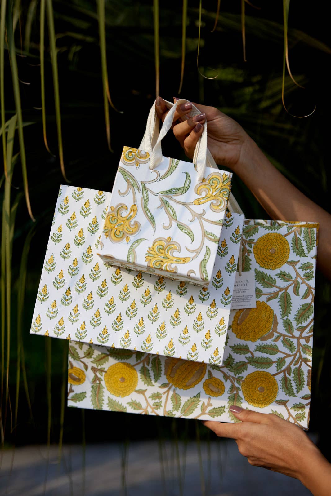 Hand Block Printed Gift Bags - Sunshine - Image 14