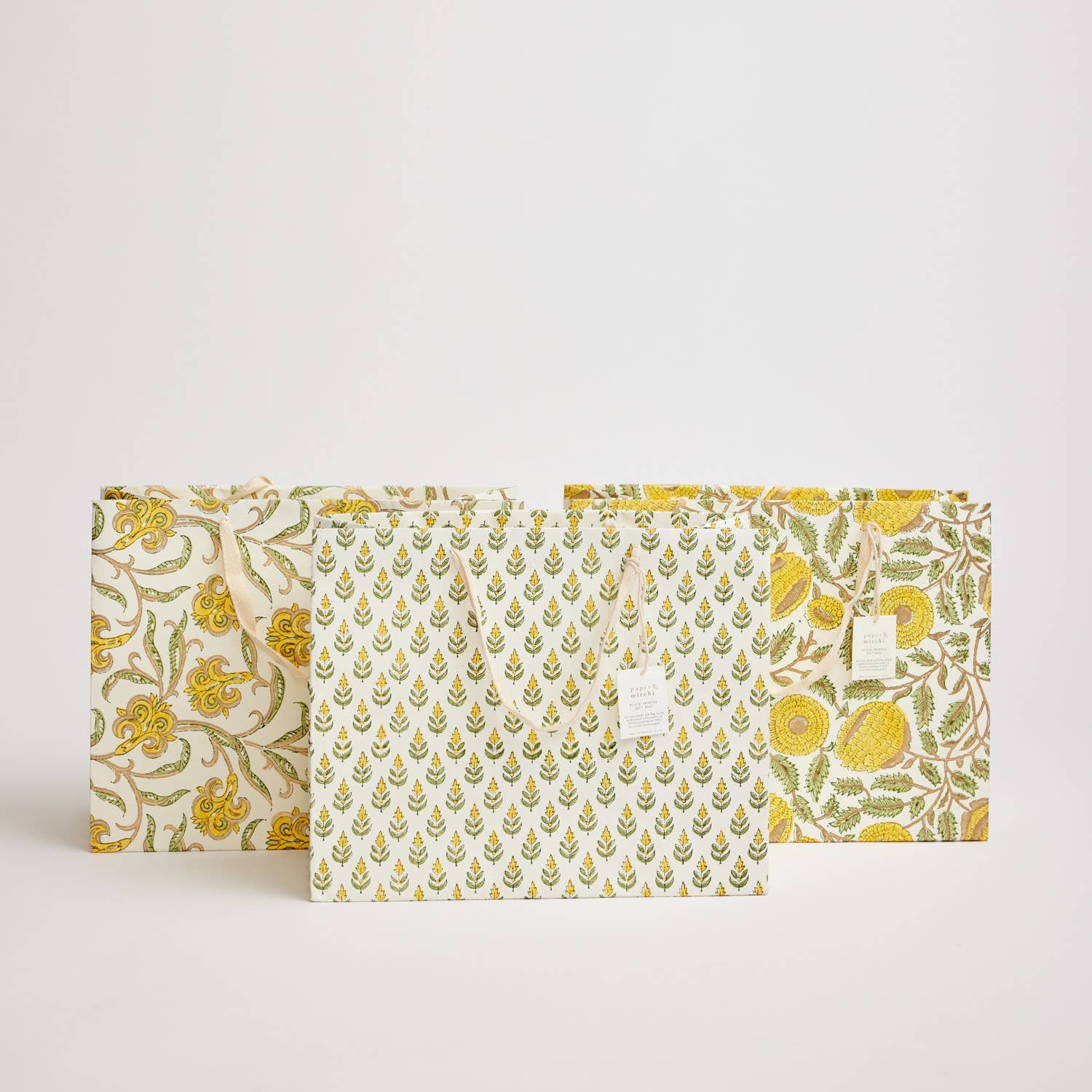 Hand Block Printed Gift Bags - Sunshine - Image 2