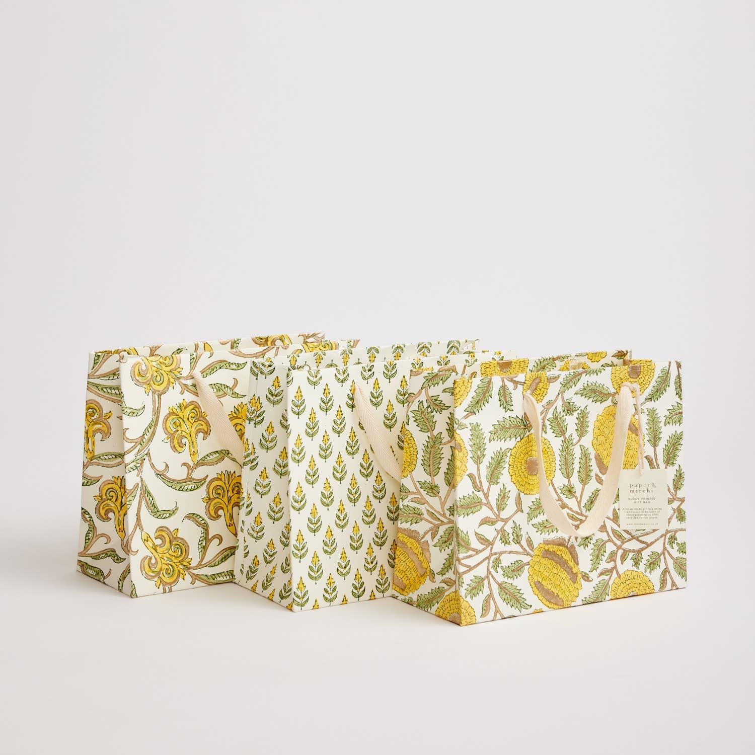 Hand Block Printed Gift Bags - Sunshine - Image 21