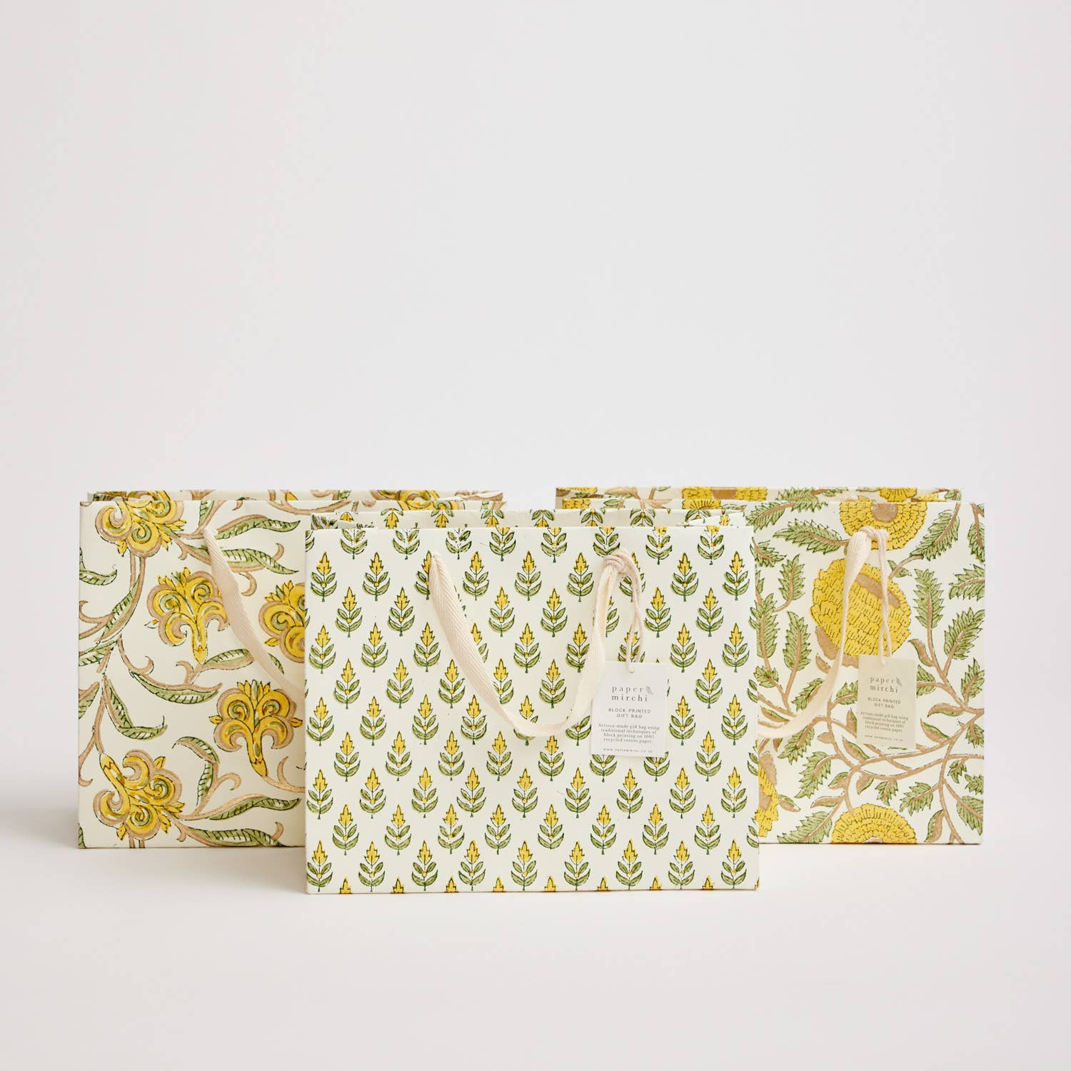 Hand Block Printed Gift Bags - Sunshine - Image 22