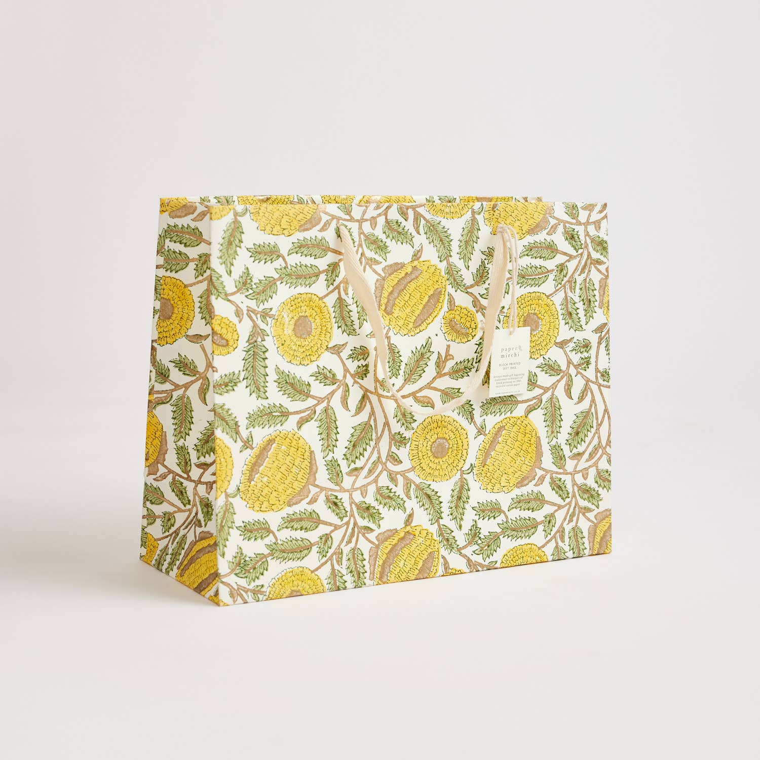 Hand Block Printed Gift Bags - Sunshine - Image 3