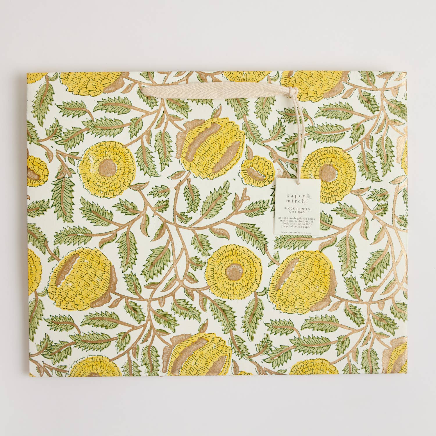 Hand Block Printed Gift Bags - Sunshine - Image 6