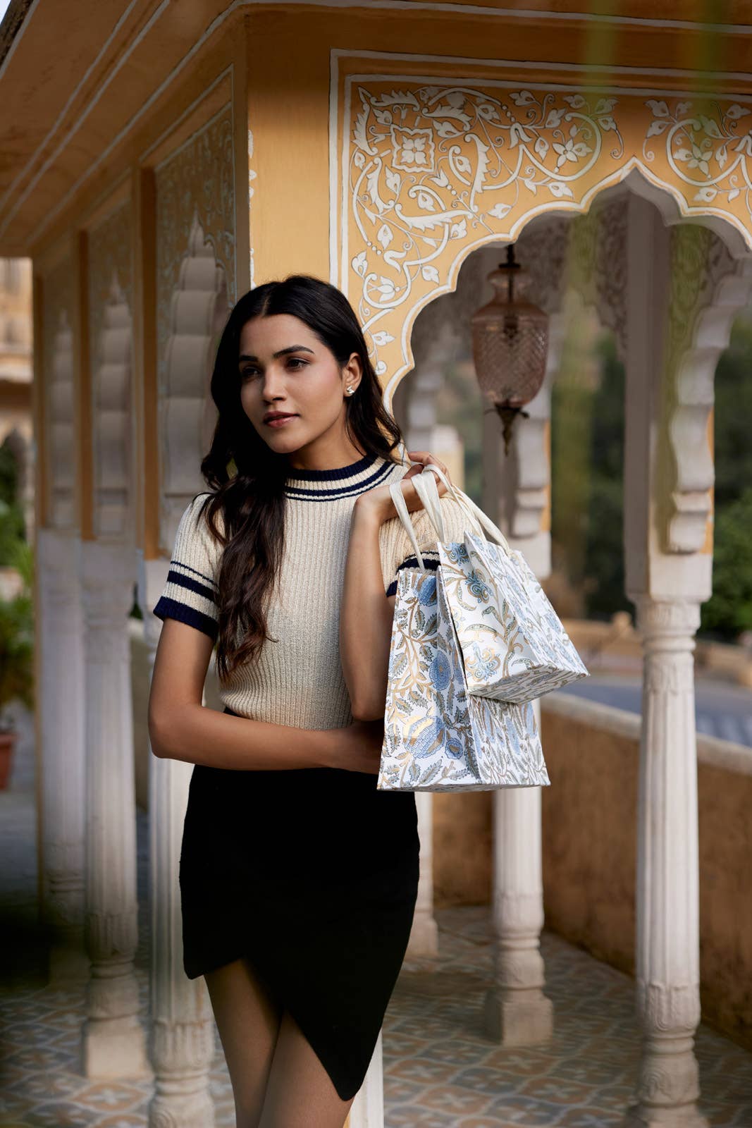 Hand Block Printed Gift Bags - Blue Stone - Image 12