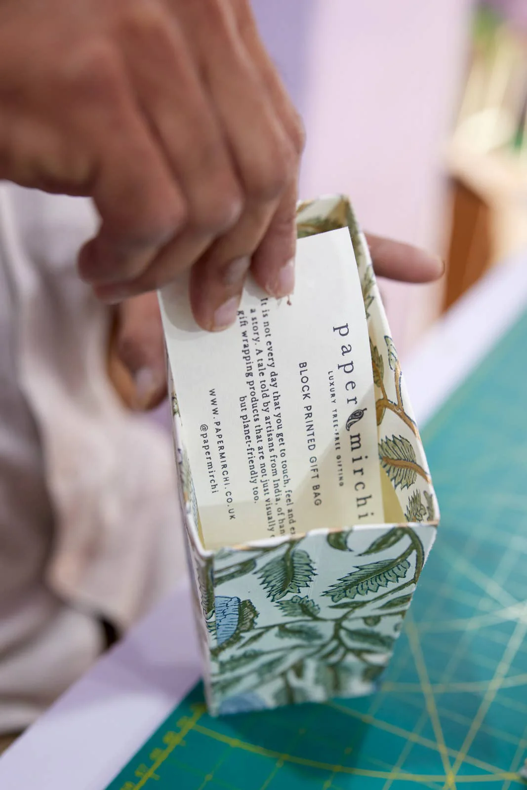 Hand Block Printed Gift Bags - Blue Stone - Image 17