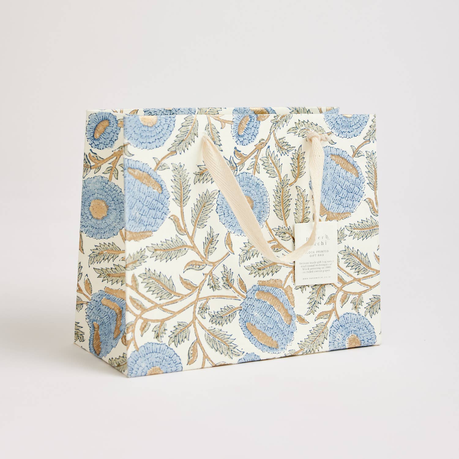 Hand Block Printed Gift Bags - Blue Stone - Image 3