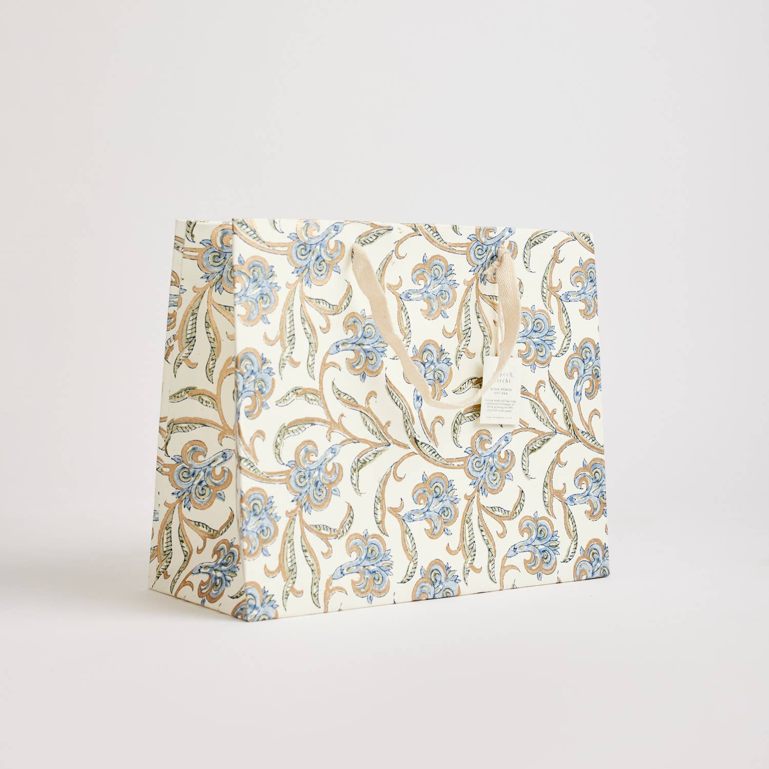 Hand Block Printed Gift Bags - Blue Stone - Image 5